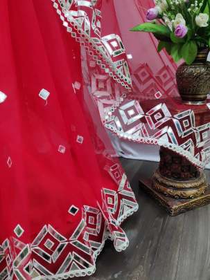 Hand Work Red Color