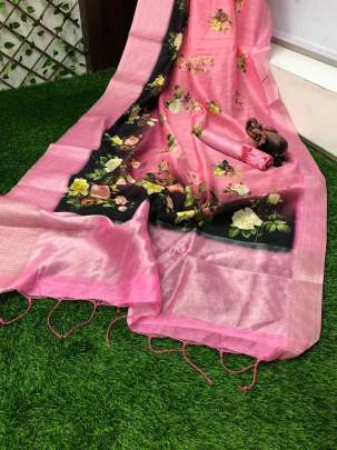 Handloom Linen Saree Peach