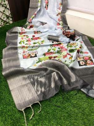 Handloom Linen Saree White