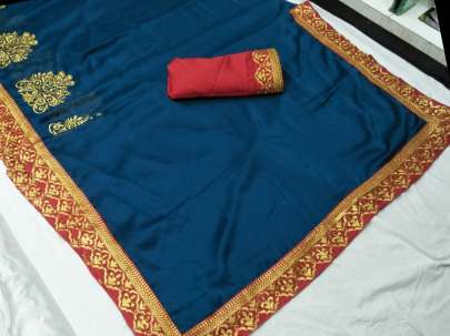 Heavy Embroidery work Silk Saree For Wedding Season Royal Blue