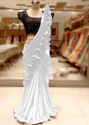 Heavy Georgette  Beautiful Tone White Color Saree