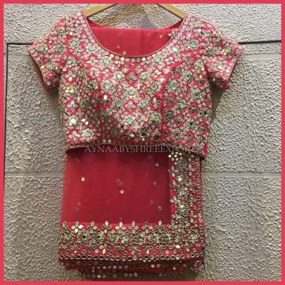 Heavy Georgette With Real Mirror Wedding Red Colour Saree