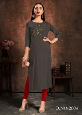 Heavy Rayon 14 Kg With Handwork Dark Grey Color Kurti