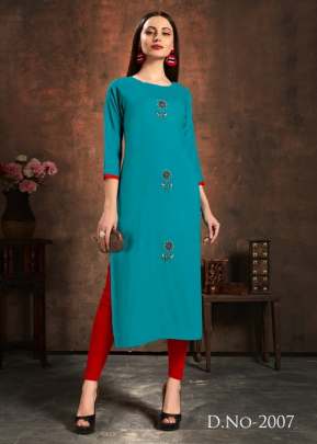 Heavy Rayon 14 Kg With Handwork Sky Blue Color Kurti