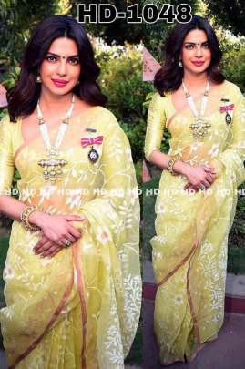 Heritage Designer  yellow net saree