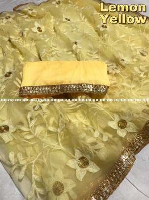 Heritage Designer  yellow net saree