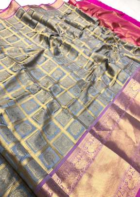 KANCHIPURAM ROYAL BANARASI SILK SAREE IN COOL SELETTI COLOR 