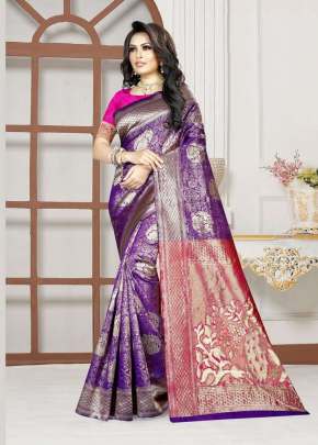 KAZO ROOP RANI VOL-11 WEAVING SILK PURPLE COLOR SAREE