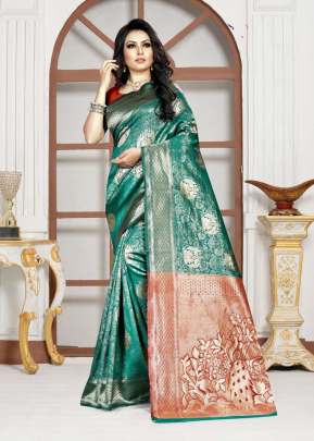KAZO ROOP RANI VOL-11 WEAVING SILK RAMA COLOR SAREE