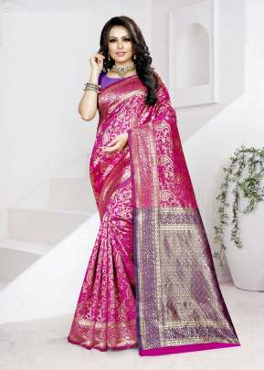 KAZO ROOP RANI VOL-12 WEAVING SILK RANI COLOR SAREE