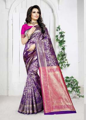 KAZO ROOP RANI VOL-12 WEAVING PURPLE BLUE COLOR SAREE