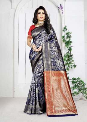 KAZO ROOP RANI VOL-12 WEAVING SILK PERSIAN BLUE COLOR SAREE