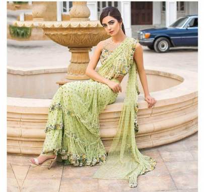 KD S BEAUTIFUL GEORGETTE RUFFLE SAREE 