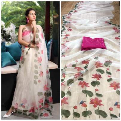 KD S DESIGNER ORGANZA SILK SAREE WITH DIGITAL PRINT
