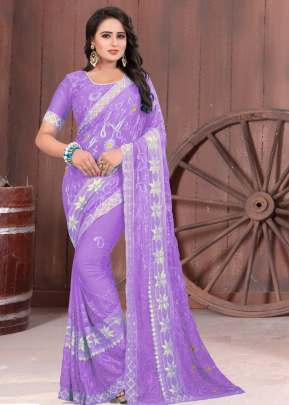 KMS HIT COLOR VOL-2 CHIFFON LIGHT MAGENTA COLOR SAREE WITH EMBROIDERY WORK