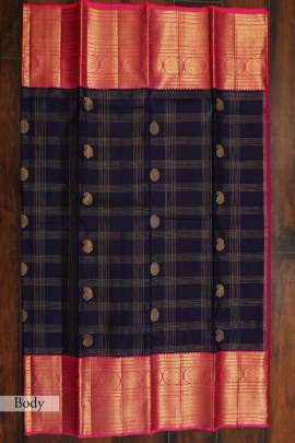 Kanchipuram Silk With Zari Border Blue Colour Saree
