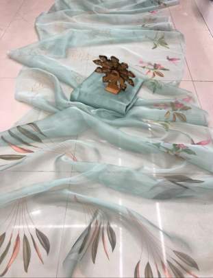 Kareena Kapoor Bollywood Digital Printed Saree On Organza Silk Fabric For Ladies