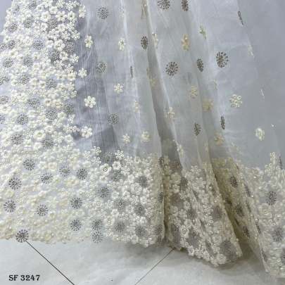 Khadi Organza Off White Saree by Surati Fabrics