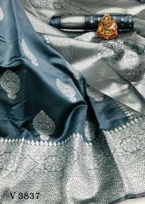 Khwaish Soft Banarasi Silk Saree In Grey Color By Surati Fabric 