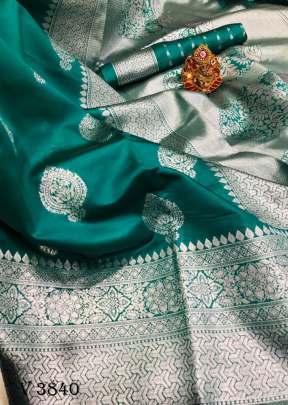 Khwaish Soft Banarasi Silk Saree In Rama Green Color By Surati Fabric 