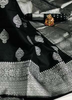 Khwaish Soft Banarasi Silk Saree In Black Color By Surati Fabric 