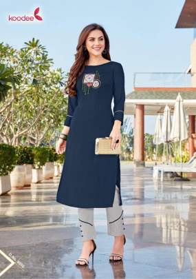 Koodee Kurti with Pant Heavy Rayon With Hand Work Catalogue Set