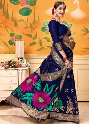 LICHI SILK SAREE WITH SAUNDARYA BLUE COLOR FOR SPECIAL OCCATION