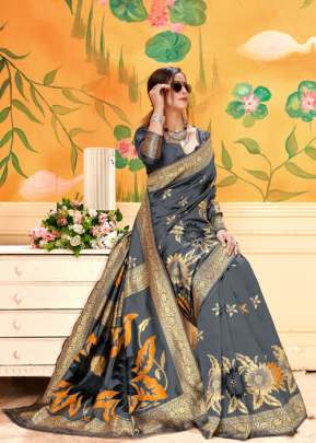LICHI SILK SAREE WITH SAUNDARYA GREY COLOR FOR SPECIAL OCCATION