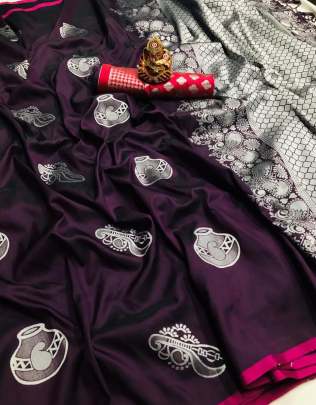 LICHI SILK WITH WEAVING JARI & EXTRA ORDINARY DESIGN