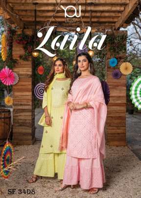 Laila Kurti With Sharara & Dupatta In 6 Design By Wanna