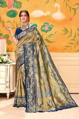 Lichi Silk Saree  With Champion Gulaabo NAVY.