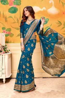 Lichi Silk Saree With Lavanya Rama Color For Wedding Occation