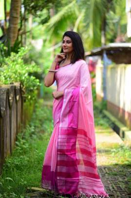 Linen cotton saree