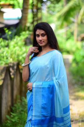 Linen cotton saree