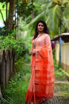 Linen cotton saree