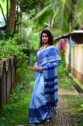 Linen cotton saree
