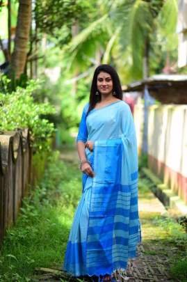 Linen cotton saree