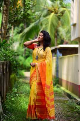 Linen cotton saree