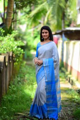 Linen cotton saree