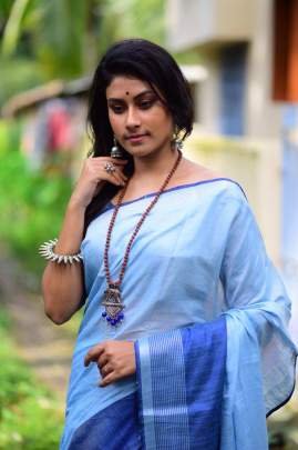Linen cotton saree