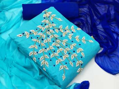 Ltc Royal Queen Heavy Cotton Sky Blue Color Dress