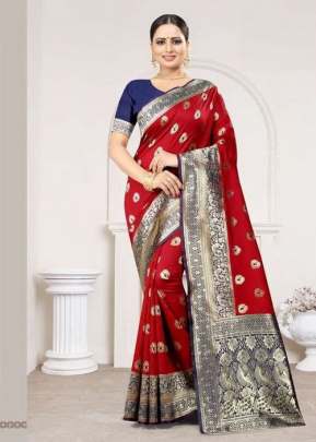 MOHINI BANARASI SILK SAREE FOR WEDDING OCCASION RED COLOR 