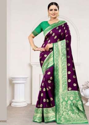 MOHINI BANARASI SILK SAREE FOR WEDDING OCCASION WINE  COLOR 