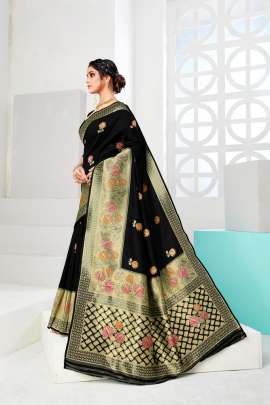 Mallika Black  Original Lichi Cotton Saree