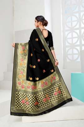 Mallika Black  Original Lichi Cotton Saree