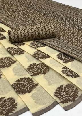 Mariyam Cotton Exclusive Chiku Color Saree