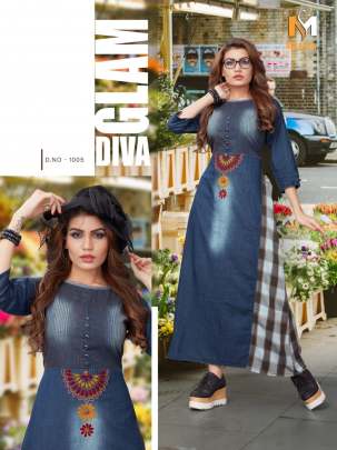 Meerali Silk Mills Designer Denim Kurties Catalogue