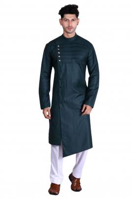 Men s Traditional wear Pathani Dark Green Color