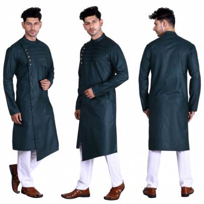 Men s Traditional wear Pathani Dark Green Color
