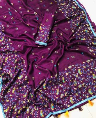 Monika 5 JUTE SILK Purple Colour Saree
